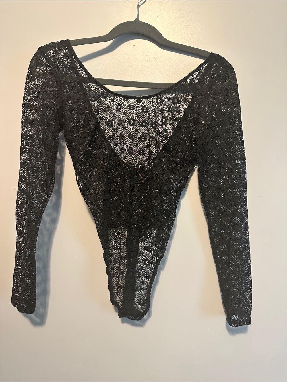 Victoria's Secret Black Lace Bodysuit Top